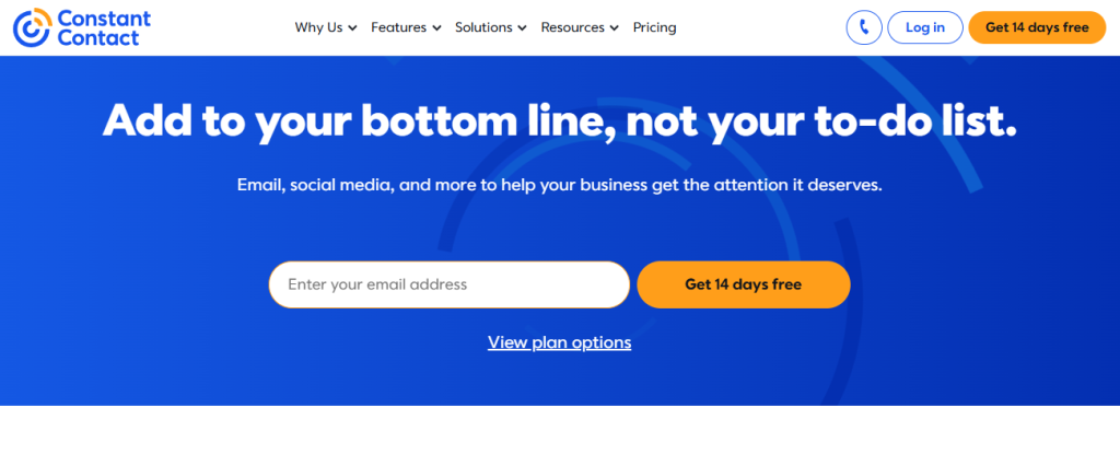 Contact Constant as an example of email marketing for event.