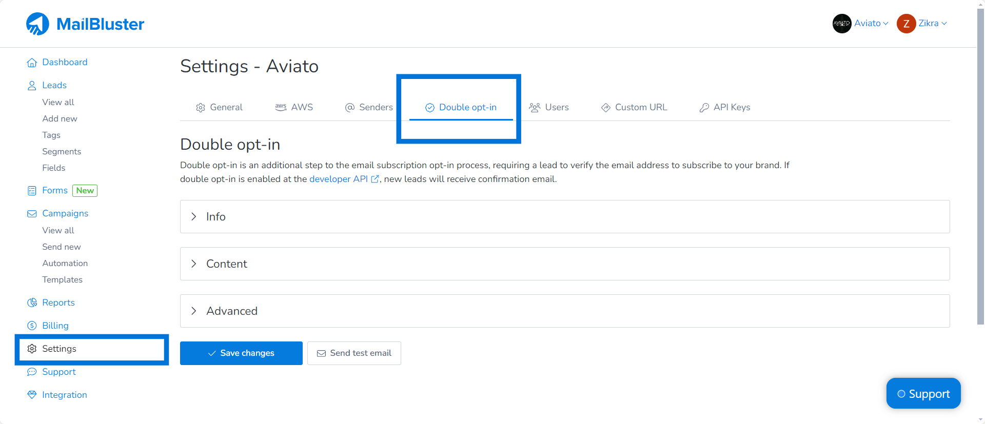 Double opt-in feature in MailBluster