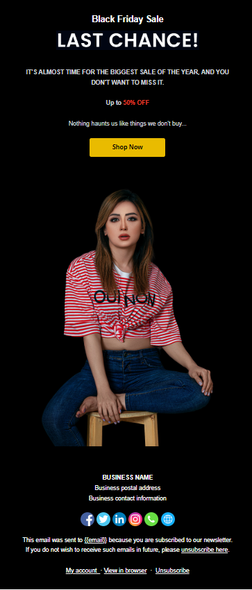 Black Friday last chance email template