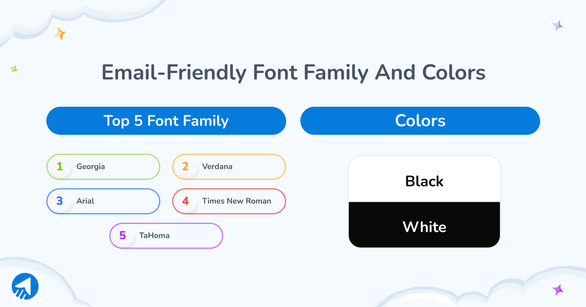 Email friendly font family and colors recommended by MailBluster