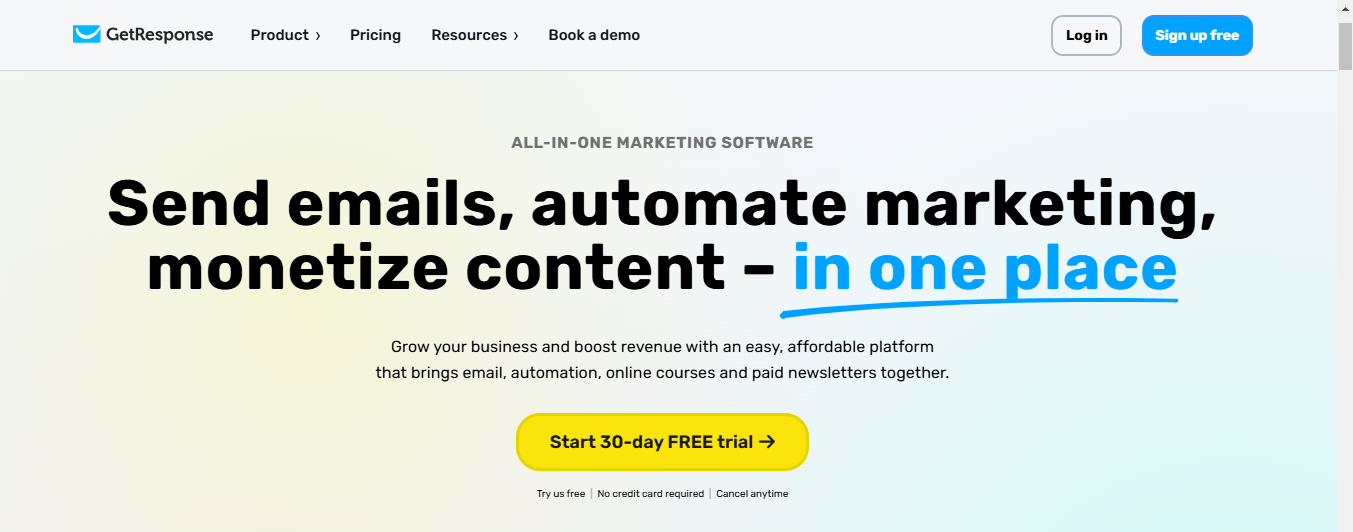 GetReponse as an example of email marketing tool.