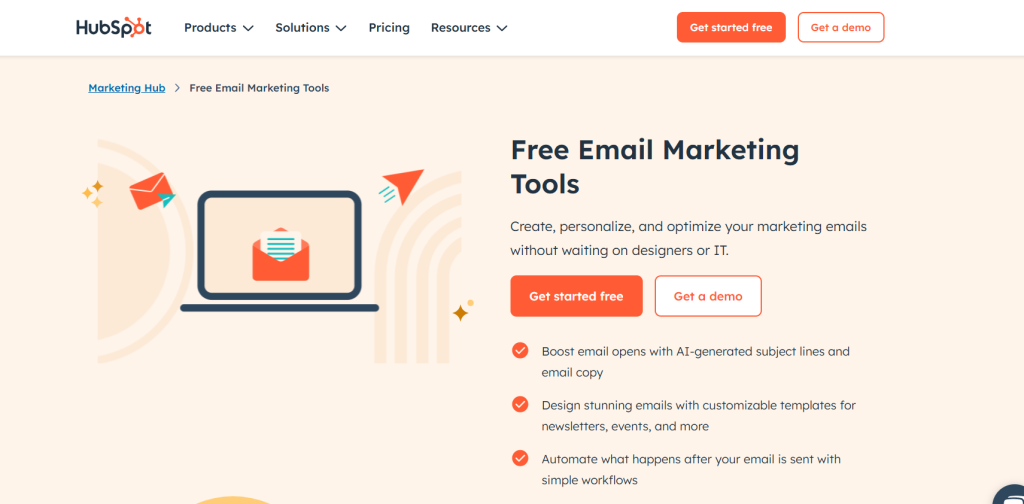 HubSpot as an example for agency email marketing.
