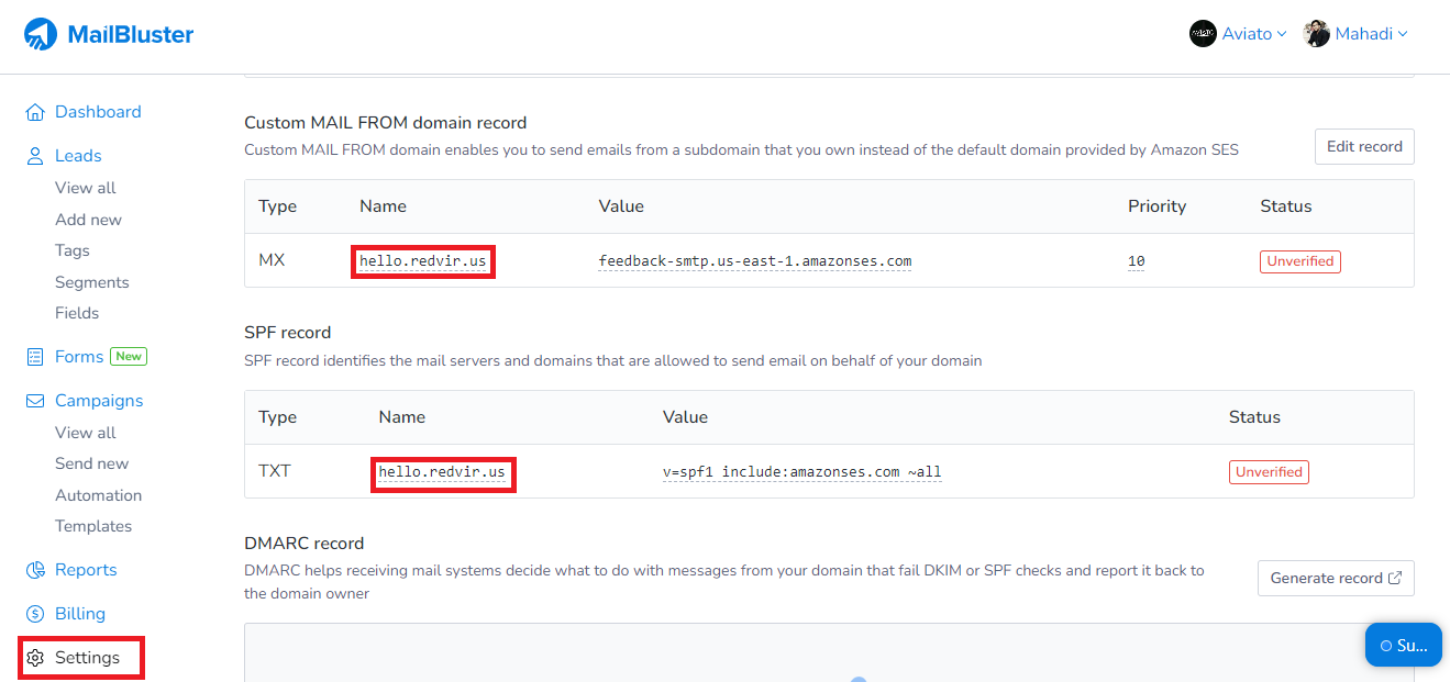 CUSTOM Mail FROM domain Name is updated
