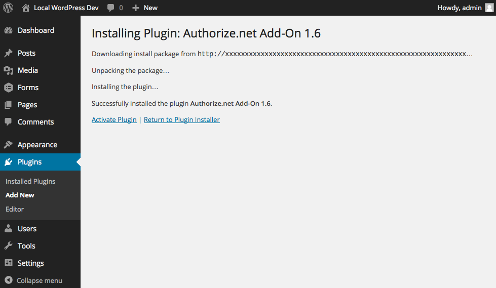 Process to install plugin