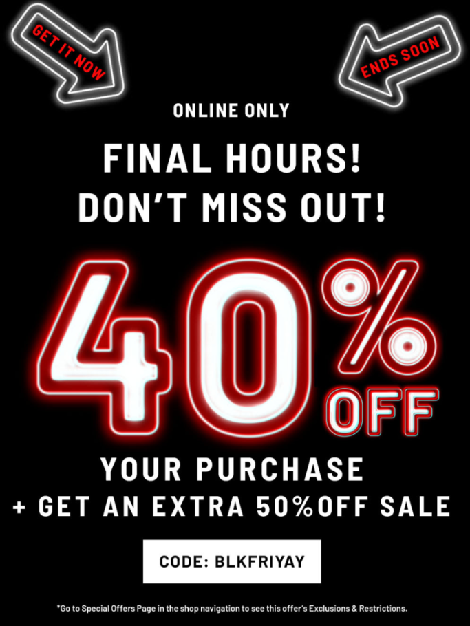 Last minute email of Black Friday from Forever 21.