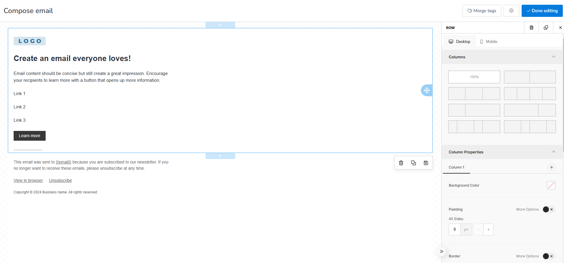 This is the content editor of your email content.