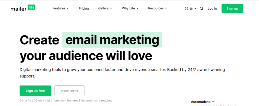 MailerLite is an example of best email service for small businesses.