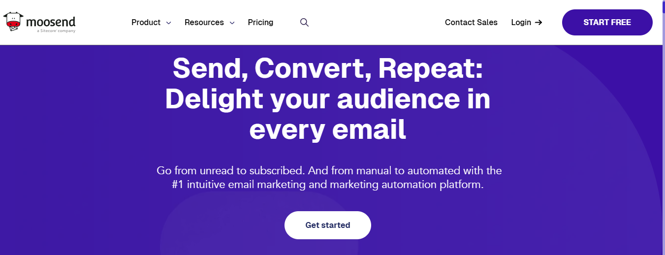 Moosend as an example of bulk commercial email marketing.