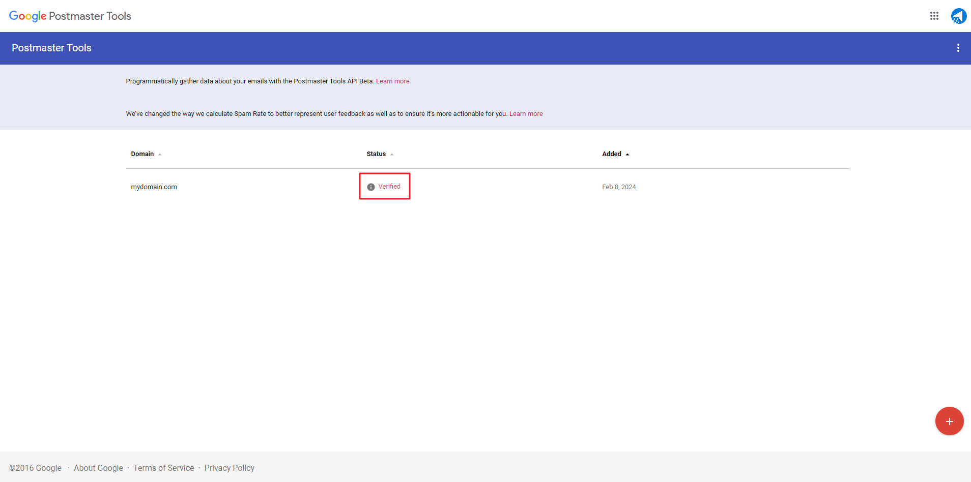 Domain is Verified successfully