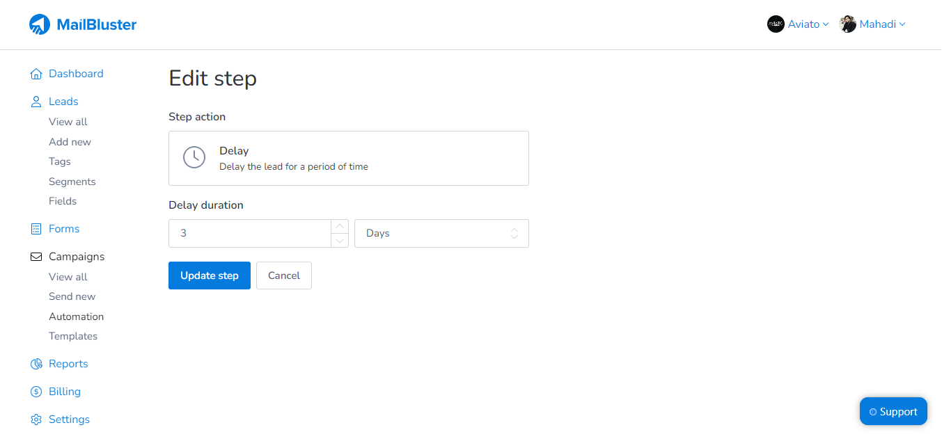 Email scheduling in MailBluster