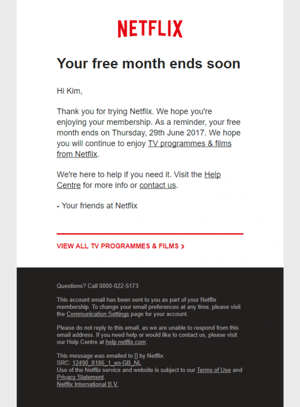 Final request by Netflix.