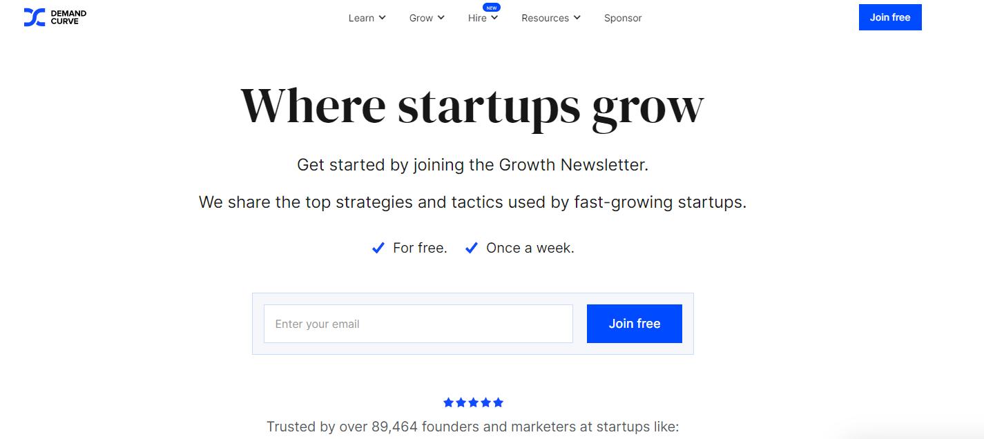 Newsletter landing page examples.