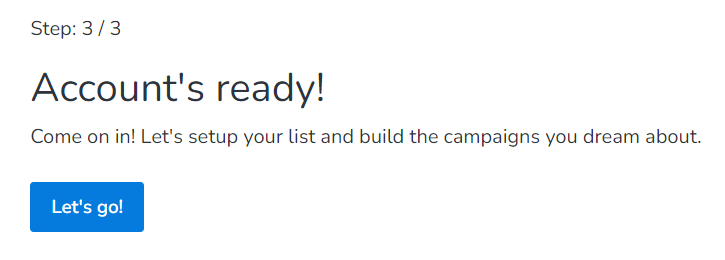 Clicking on Let's go button