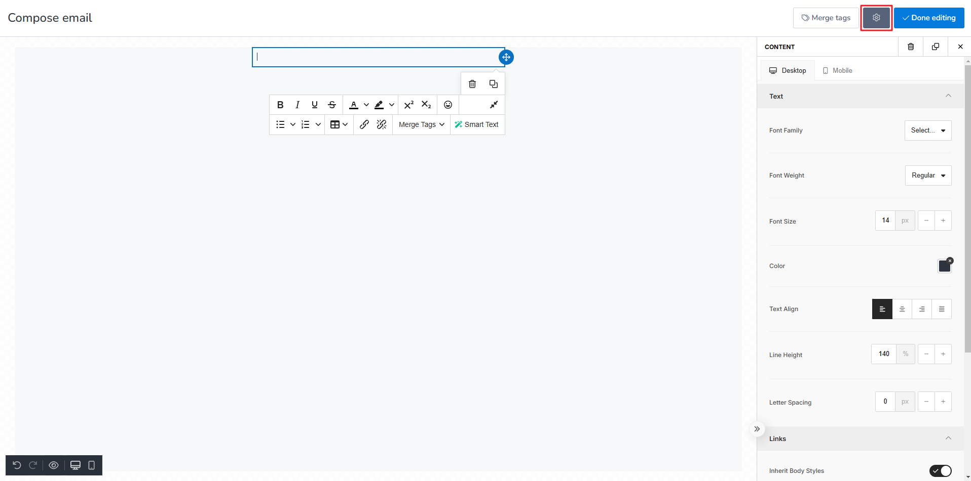 Click on the options button.