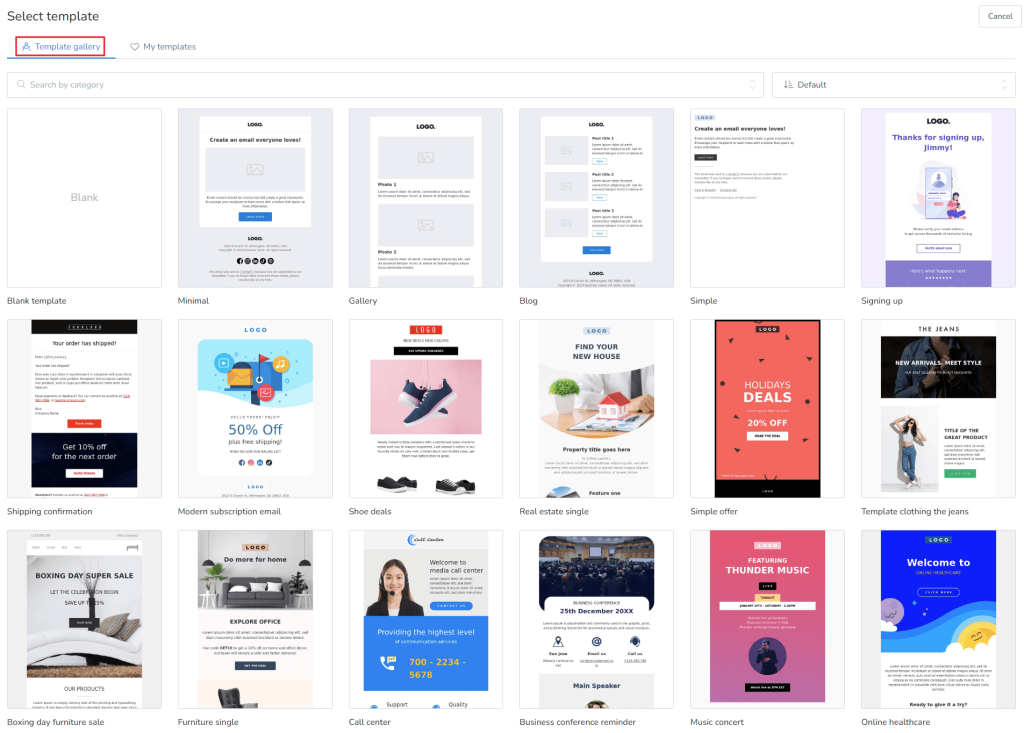 Select a template of your own by clicking on it.