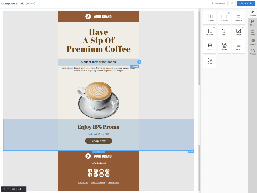 After editing your campaign and making changes, be sure to click Done editing.
