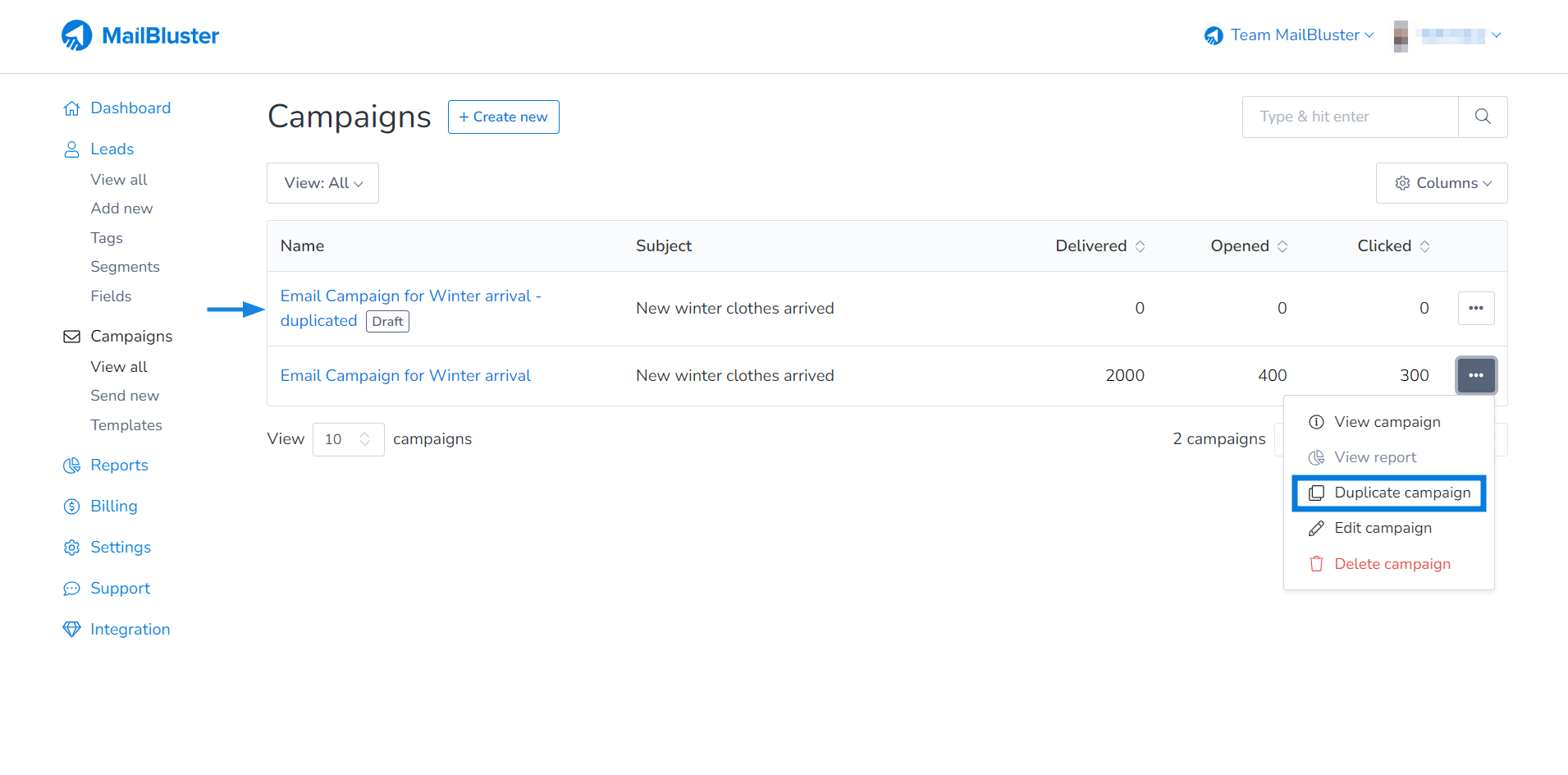 Tutorial 2 of Email resending by MailBluster