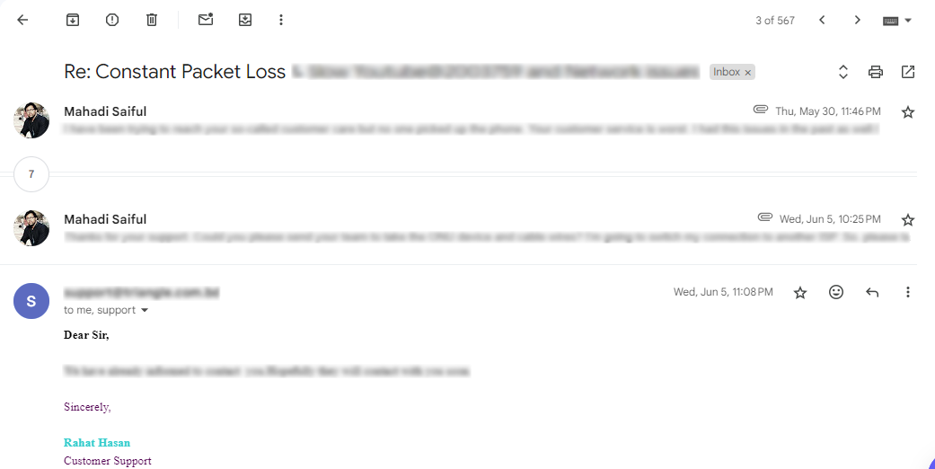 Email thread conversation