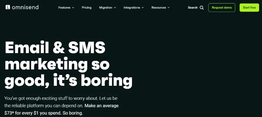 Omnisend as an example of email marketing tool.